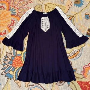 Indigo Soul Navy Dress/Tunic with White Lace Details